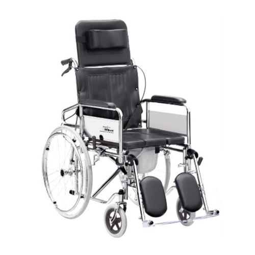Deluxe Reclining Wheelchair with Commode Main image