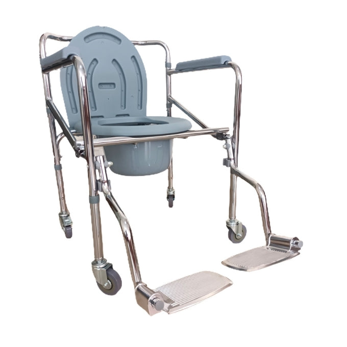 Commode Chair Height Adjustable with Wheel & Footrest