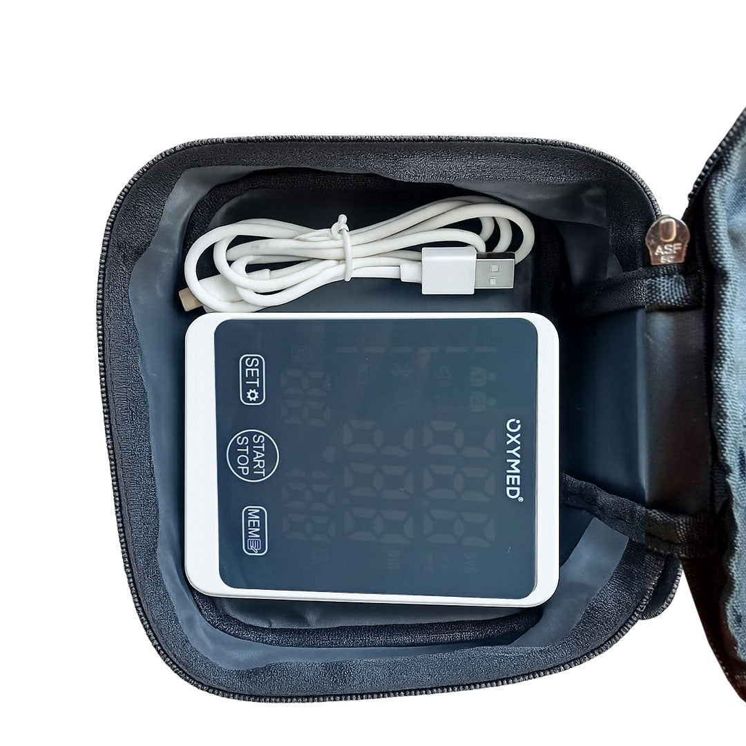 Oxymed Fully Automatic Digital Blood Pressure Monitor for Home Use – Upper Arm BP Machine with Large LED, Memory Storage & Hypertension Indicator