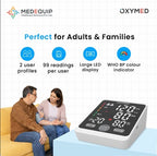 Oxymed Fully Automatic Digital Blood Pressure Monitor for Home Use – Upper Arm BP Machine with Large LED, Memory Storage & Hypertension Indicator